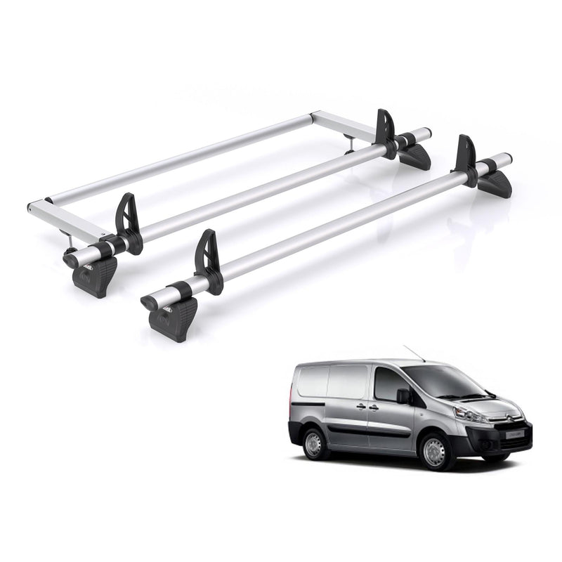 Citroen Dispatch (2007-2016) - 2 Rhino Kammbar Pro Roof Bars + Roller (Aluminium)