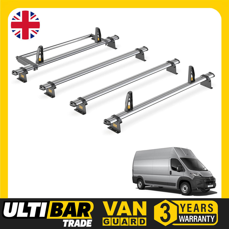 Peugeot Boxer Roof Rack for 2006+ [H3] 4x Bars, Roller, Loadstops - Van Guard