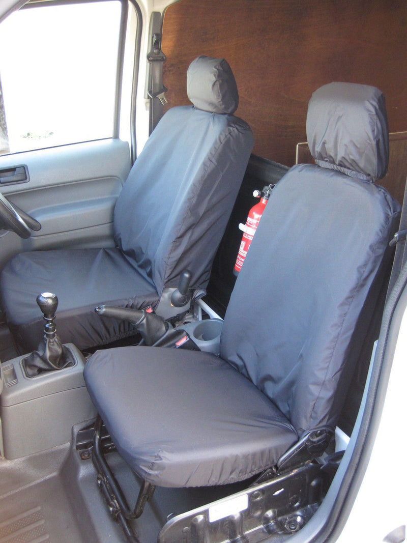 Ford Transit (2002-2013) Connect - Tailored Front Row w/ Armrest Seat Covers in Black (1+1)