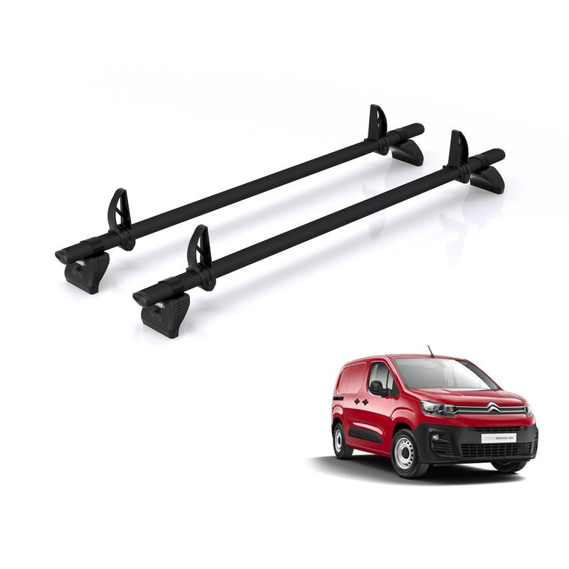 Citroen Berlingo (2018-) - 2 Rhino Kammbar Black Roof Bars (Aluminium)