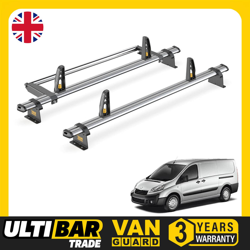 Peugeot Expert Roof Rack (2007-16) [Tailgate] 2 Bars Bundle Van Guard Ulti Trade