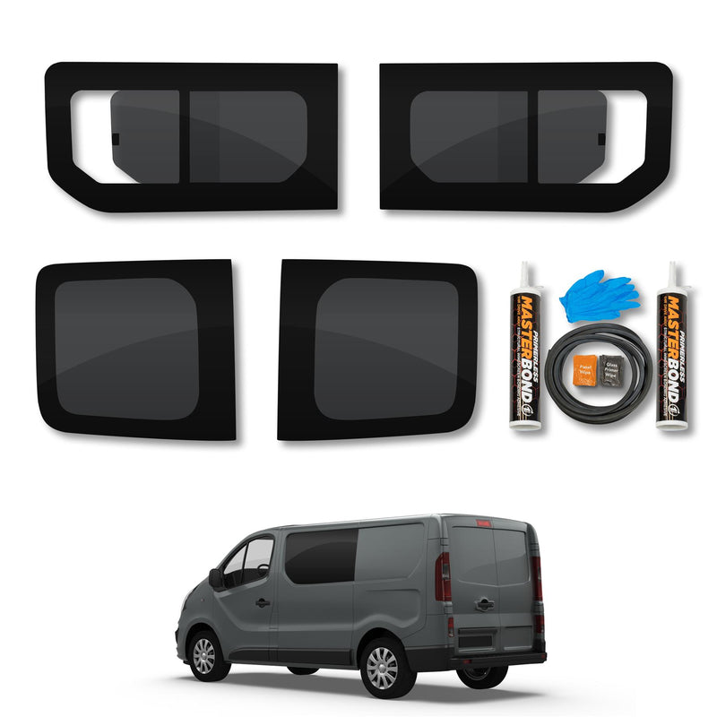 Nissan Primastar (2022-) Opening Side and Rear Door Window Privacy Camper Glass Full Kit with Fitting Kit