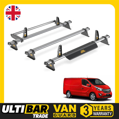 Vauxhall Vivaro Roof Rack for 2014-19 [Tailgate] 3x Bars Bundle Van Guard Trade