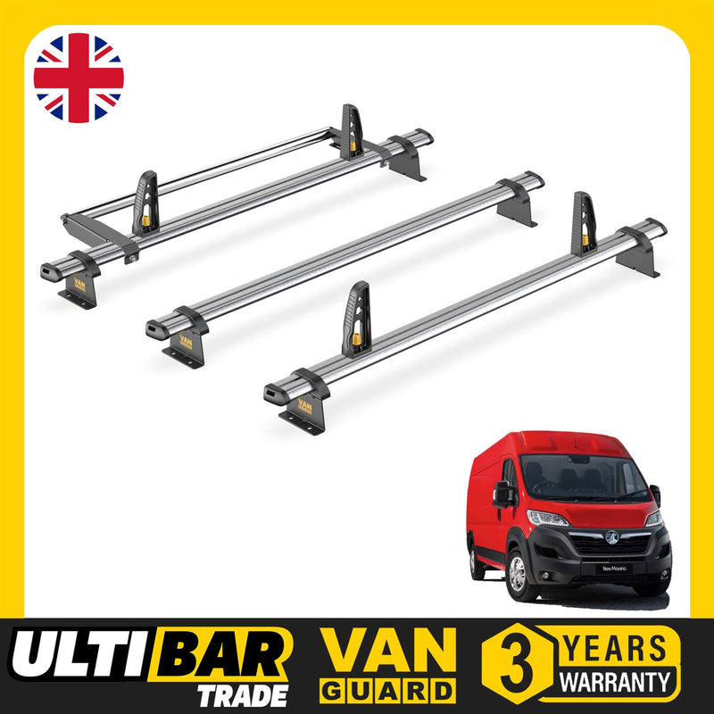 Vauxhall Movano Roof Rack for 2010-2021 3x Bars & Roller & Loadstops Van Guard