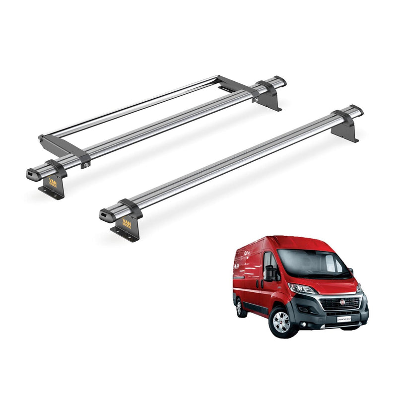 Fiat Ducato (2006-) - 2 Van Guard Ultibar Trade Roof Bars + Roller