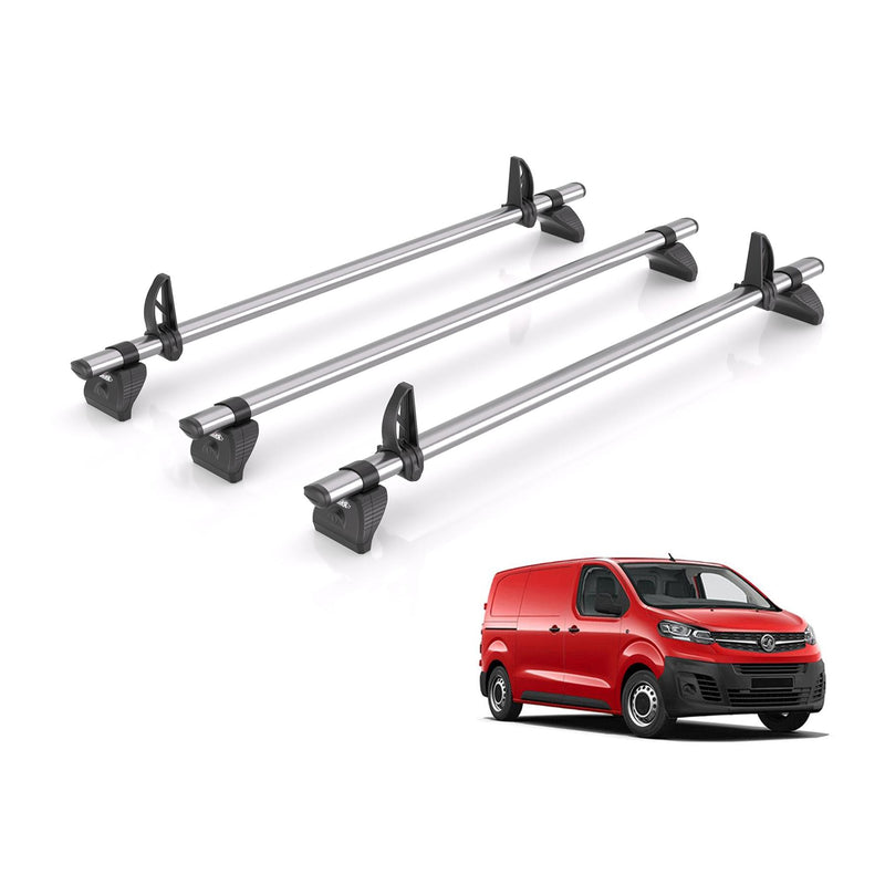 Vauxhall Vivaro (2019-) - 3 Rhino Kammbar Fleet Roof Bars (Steel)