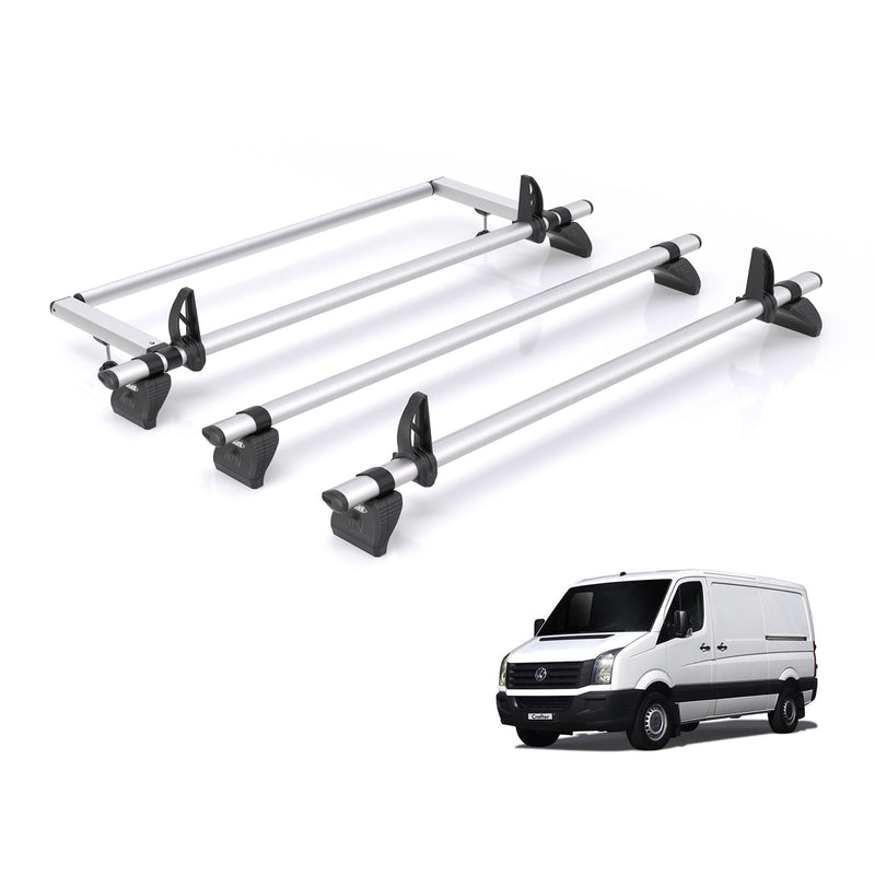 VW Crafter (2006-2017) - 3 Rhino Kammbar Pro Roof Bars + Roller (Aluminium)