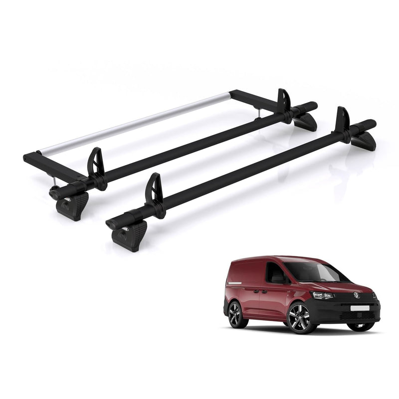 VW Caddy (2020 onwards) - Rhino Kammbar Black Roof Bars