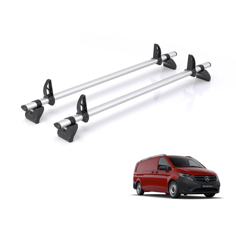 Mercedes Vito (2014-) - 2 Rhino Kammbar Pro Roof Bars (Aluminium)