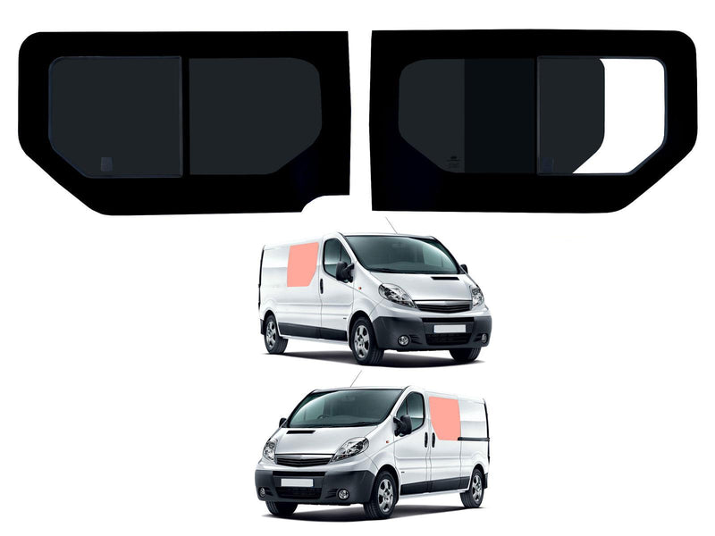 Vauxhall Vivaro (2001-2014) Driver and Passenger Side Opening Window Privacy Camper Glass