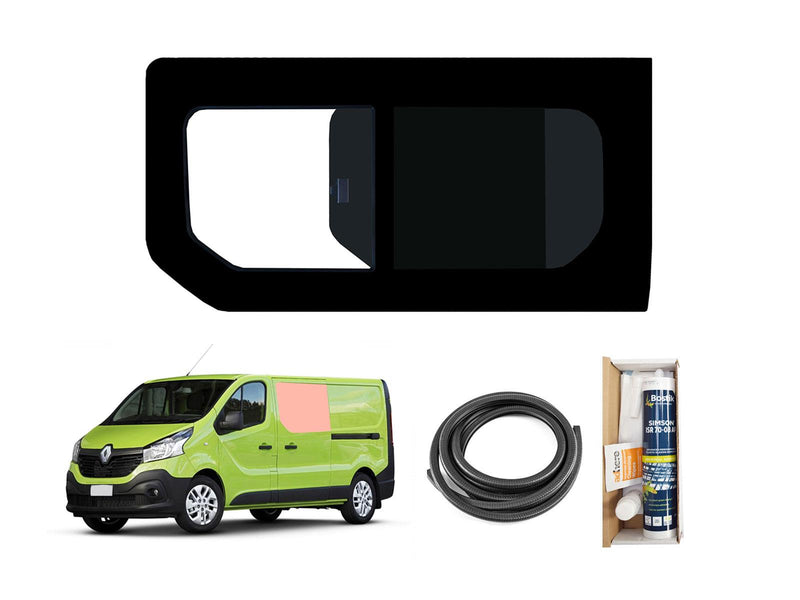 Renault Trafic (2014-) Passenger Side Opening Window Privacy Camper Glass with Fitting Kit