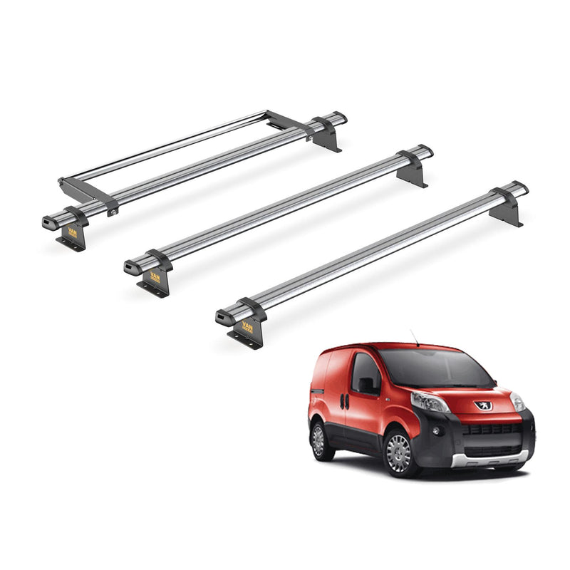 Citroen Nemo (2008-) - 3 Van Guard Ultibar Trade Roof Bars + Roller