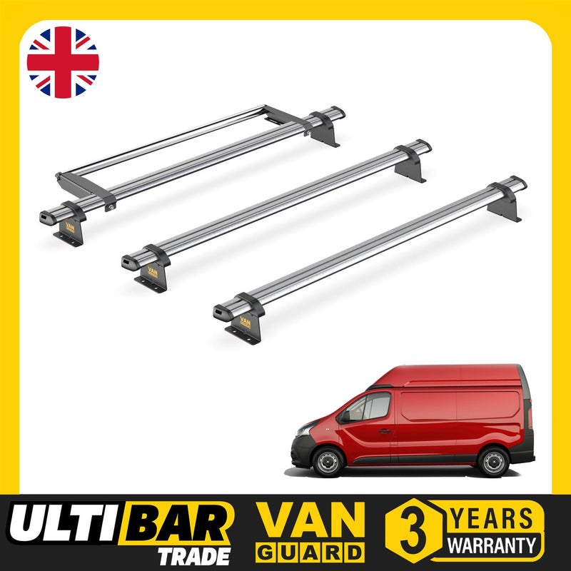 Vauxhall Vivaro (2014-2019) - 3 Van Guard Ultibar Trade Roof Bars + Roller