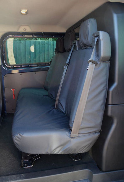 Ford Transit (2013-) Custom Front & Rear Black Seat Cover Bundle With Work Tray [DCIV/ Crew Cab]