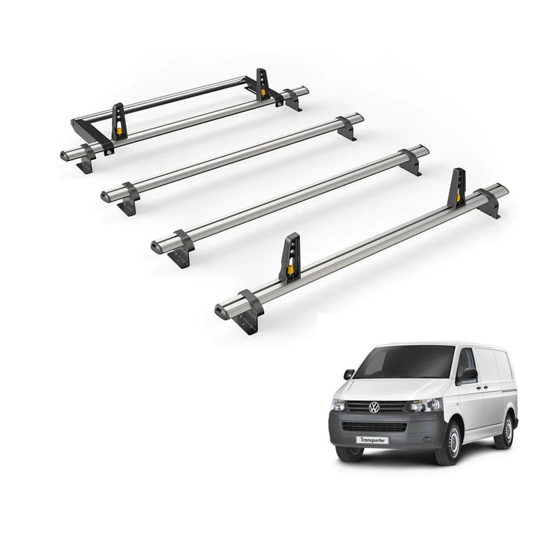VW Transporter (2003-2015) - 4 Van Guard Ultibar Plus Roof Bars + Roller