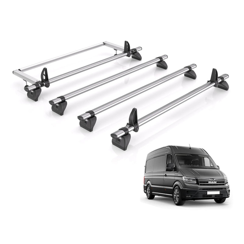 MAN TGE (2017-) - 4 Rhino Kammbar Fleet Roof Bars + Roller (Steel)