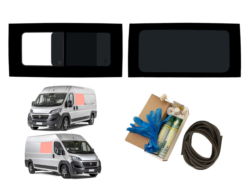 VD Glass - Fiat Ducato 2006 - (L2,L3,L4/H1,H2,H3) (L2,L3,L4/H1,H2,H3) Lh Side Open + Rh Side Fixed Tint Fitting Kit