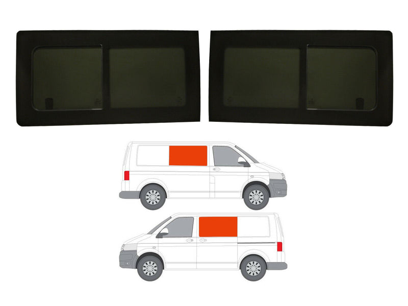 VW Transporter T5 (2003-2015) Driver and Passenger Side Opening Window Privacy Camper Glass