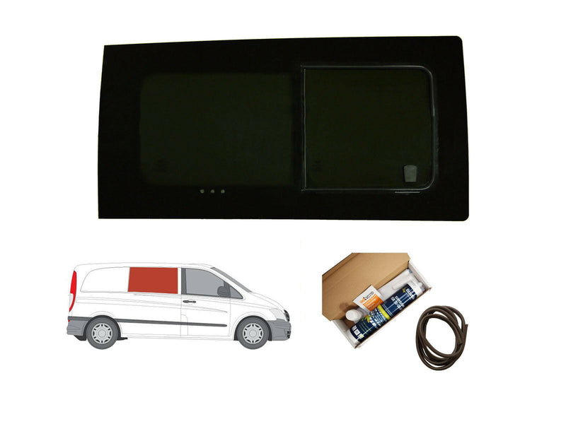 Mercedes Vito (2003-2014) Driver Side Opening Window Privacy Camper Glass with Fitting Kit