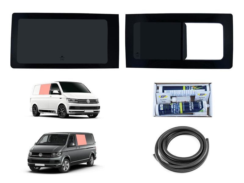 VW Transporter T6 (2015-2022) Driver Opening Passenger Fixed Side Windows Privacy Camper Glass with Fitting Kit