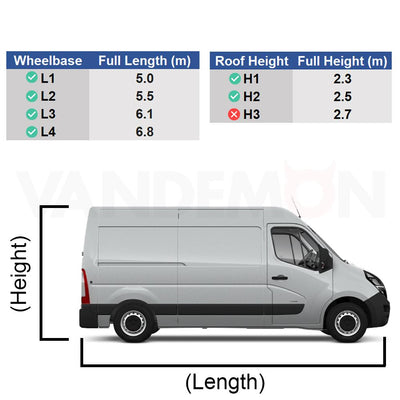 Vauxhall Movano (2010-2021) - 2 Van Guard Ultibar Plus Roof Bars + Roller