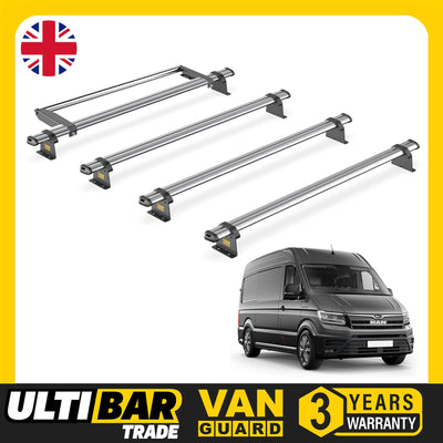 MAN TGE (2017-) - 4 Van Guard Ultibar Trade Roof Bars + Roller