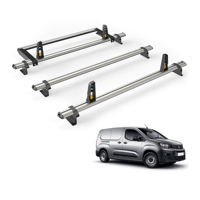 Peugeot Partner (2018-) - 3 Van Guard Ultibar Plus Roof Bars + Roller