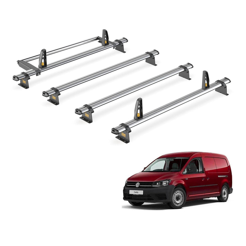 VW Caddy Roof Rack for (2010-2015 Maxi) 4 Roof Bars & Roller Van Guard Trade