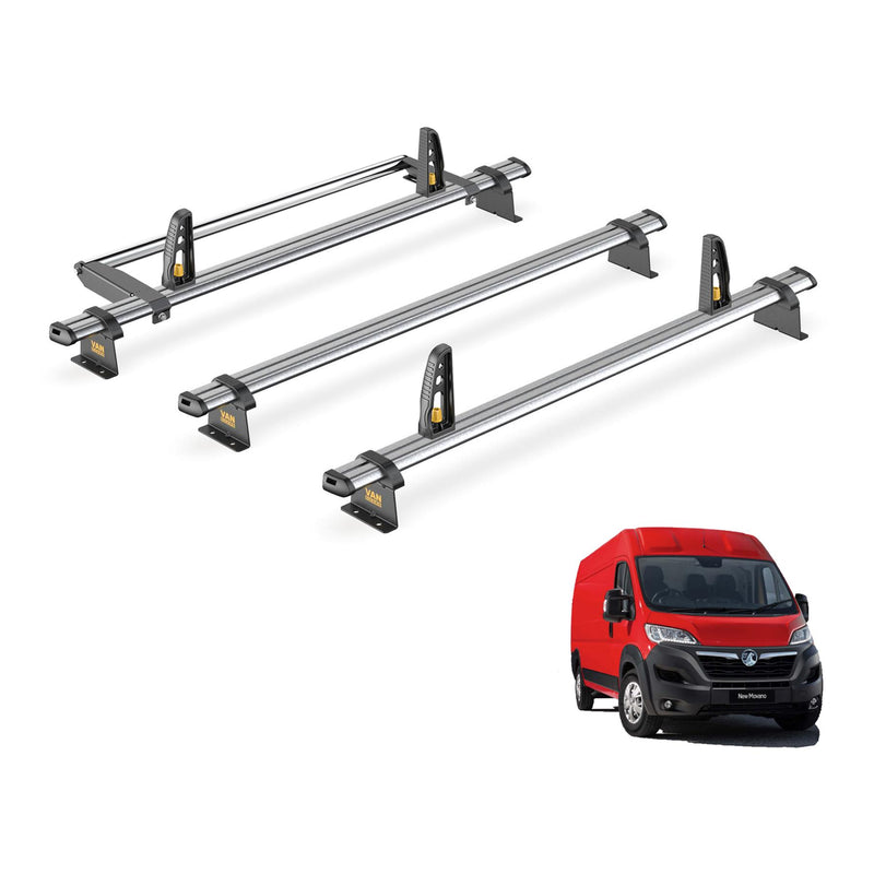 Vauxhall Movano Roof Rack for 2010-2021 3x Bars & Roller & Loadstops Van Guard