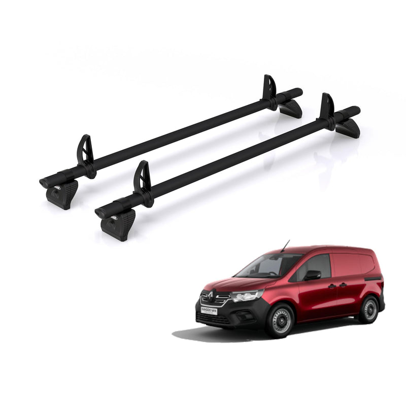 Renault Kangoo (2021-) - 3 Rhino Kammbar Black Roof Bars (Aluminium)
