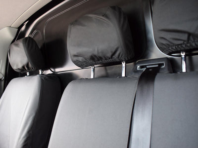 VW Transporter (T5 2010-2015) - Tailored Front Row w/ Armrest Seat Covers in Black (1+2)