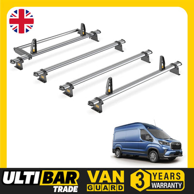 Maxus Deliver 9 Roof Rack for 2020+ 4x Roof Bars, Roller, Loadstops - Van Guard