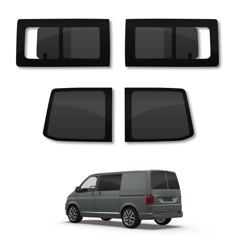 VW Transporter T6 (2015-2022) Opening Side and Rear Door Window Privacy Camper Glass Full Kit
