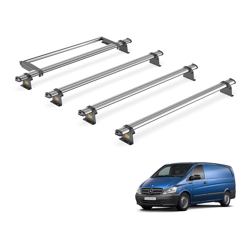 Mercedes Vito (2003-2014) - 4 Van Guard Ultibar Trade Roof Bars + Roller