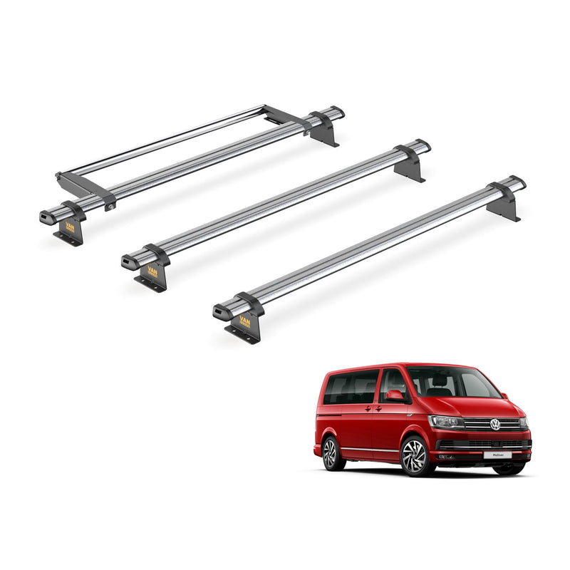 VW Transporter (2003-2015) - 3 Van Guard Ultibar Trade Roof Bars + Roller