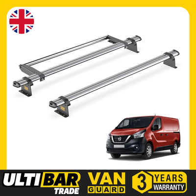 Nissan NV300 (2016-2021) - 2 Van Guard Ultibar Trade Roof Bars + Roller