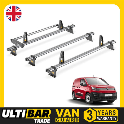 Citroen Berlingo Roof Rack for 2018+ M Wheelbase 3x Roof Bars & Roller Van Guard