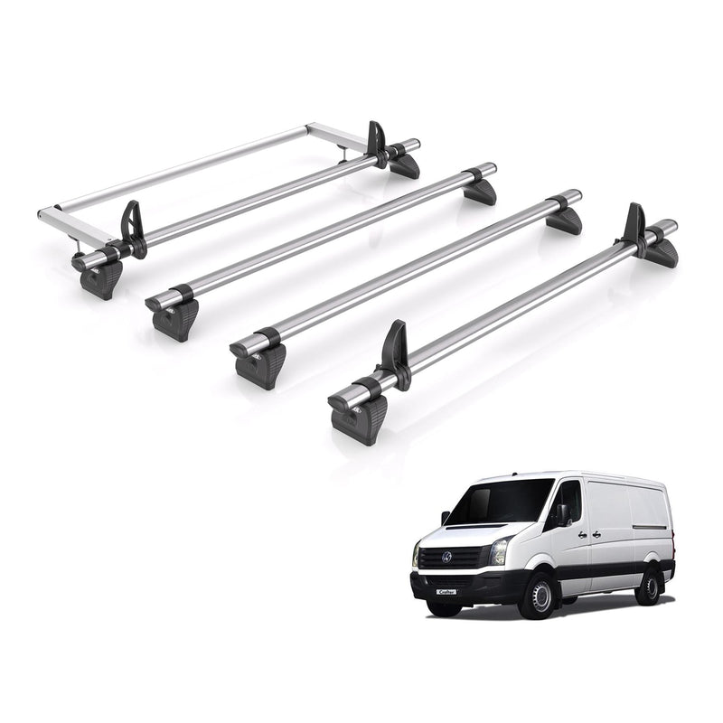 VW Crafter (2006-2017) - 4 Rhino Kammbar Fleet Roof Bars + Roller (Steel)