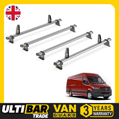 Mercedes Sprinter Roof Rack (2018+) 4x Roof Bars + Loadstops Van Guard Trade