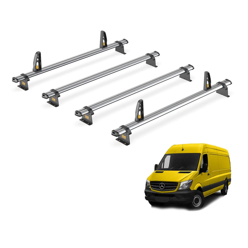 Mercedes Sprinter Roof Rack (2006-2018) 4x Roof Bars + Loadstops Van Guard Trade