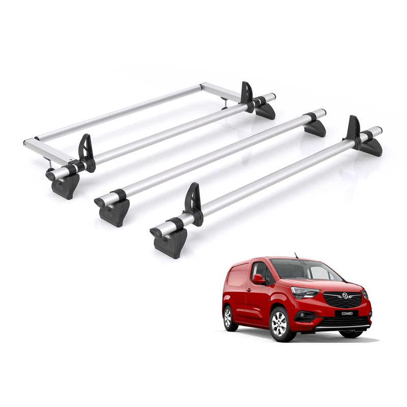 Vauxhall Combo (2018-) - 3 Rhino Kammbar Pro Roof Bars + Roller (Aluminium)