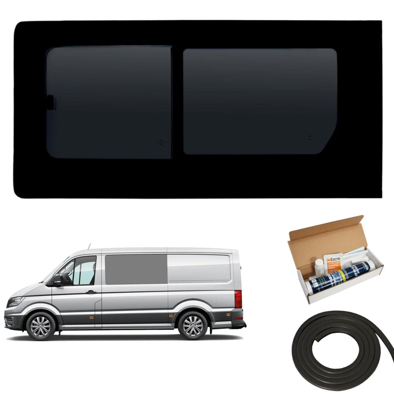 VW Crafter (2017-) Passenger Side Opening Window Privacy Camper Glass with Fitting Kit