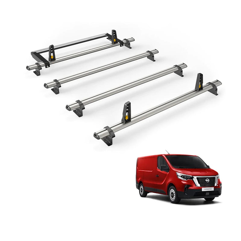 Nissan Primastar Roof Rack for 2022+ [H1, Tailgate Door] 4x Bars Van Guard Plus