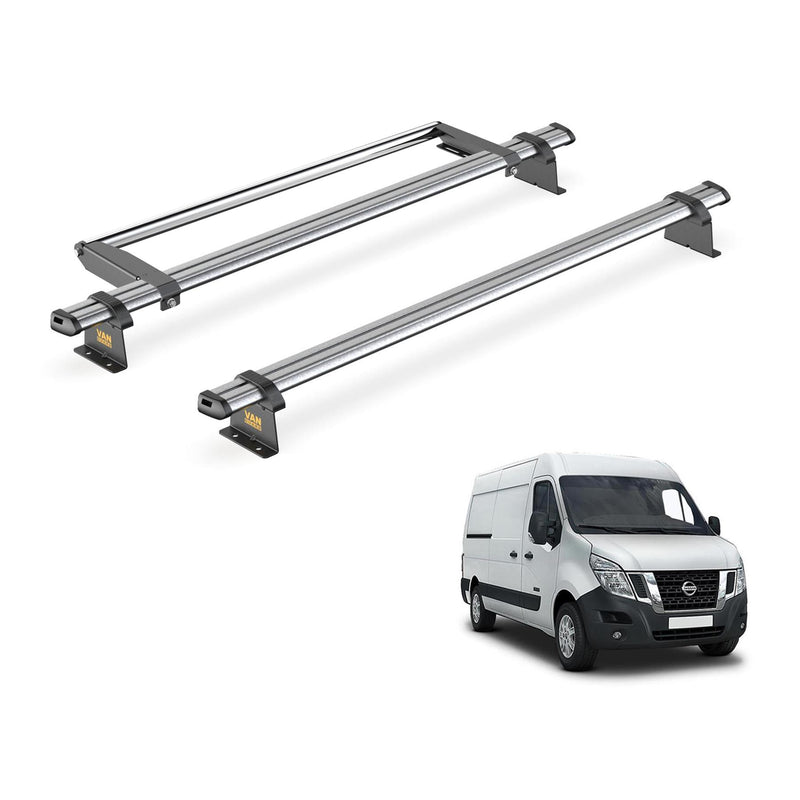 Nissan NV400 (2010-2021) - 2 Van Guard Ultibar Trade Roof Bars + Roller