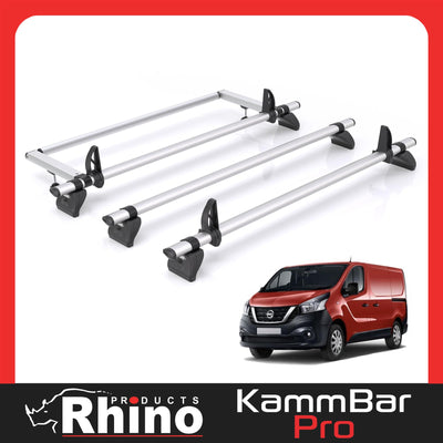 Nissan NV300 (2016-2021) - 3 Rhino Kammbar Pro Roof Bars + Roller (Aluminium)