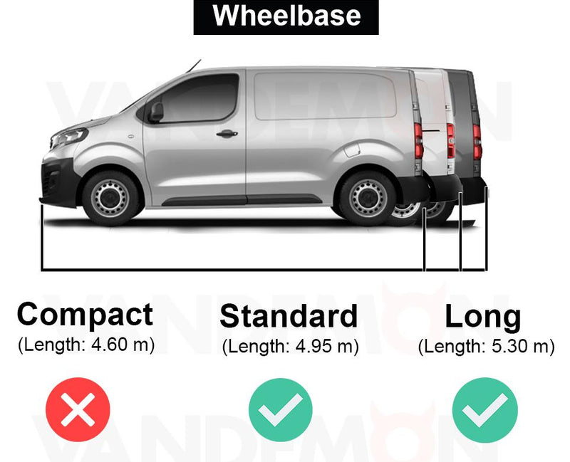 Peugeot Expert (2016-) - 2 Rhino Kammbar Black Roof Bars (Aluminium)