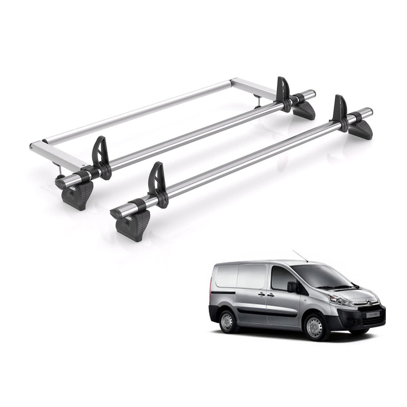 Citroen Dispatch - 2 Rhino Kammbar Fleet Roof Bars + Roller (Steel)