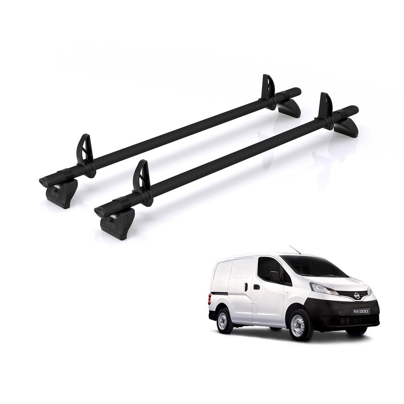 Nissan NV200 (2009-2021) - 2 Rhino Kammbar Black Roof Bars (Aluminium)