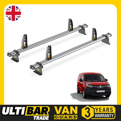 Renault Kangoo Roof Rack (2008-2020) 2x Roof Bars & Loadstops Van Guard Trade