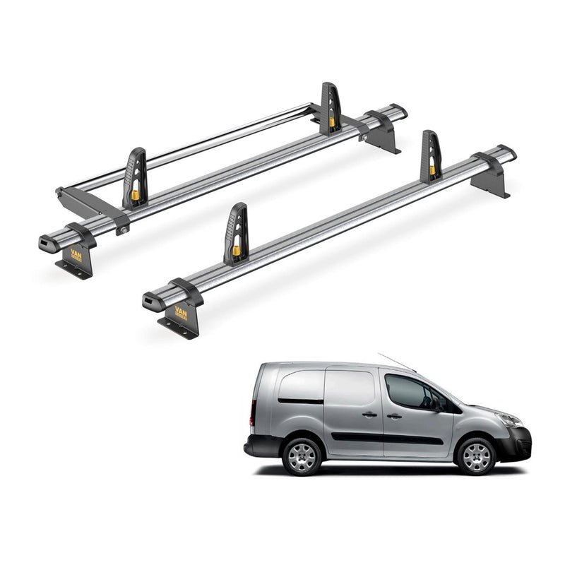 Peugeot Partner Roof Rack for (2008-2018 LWB) 2x Bars & Roller Van Guard Trade
